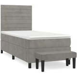  Box spring krevet s madracem svjetlosivi 100x200 cm baršunasti | shoptok.hr
