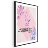  Plakat - Confucius on Beauty - a bust in pink with flowers and a quote 21x30 Crni okvir s margom | shoptok.hr