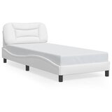  The Living Store Posteljni okvir z LED lučkami bel 90x190 cm umetno usnje - Posteljni Okvir, (21450522) Cene