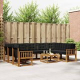  Set vanjskih sofa 10 pcs Prirodna i crna Čvrsto drvo akacije | shoptok.hr
