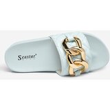 Resti Blue women's quilted slippers with a gold chain Eteris - Footwear | Shoptok.si