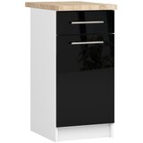 AKORD Oliwia Kuhinjska Spodnja Omarica, 1 Predal In Delovni Pult, Bela/Črna V Visokem Sijaju, (5000333219) | Shoptok.si
