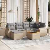 Maison Chic Seti vrtnega pohištva - Vrtna garnitura - Vrtni pohištvo set 7-delna z blazinami bež poli ratan, (21804876) | Shoptok.si