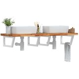  Zidna polica za umivaonik od čelika i masivnog bagremovog drva Smeđa 160 x 50 x 4 cm | Shoptok.si