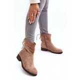 EVENTO PE1 Women's Suede Ankle Boots on Flat Heel Beige Keresa | Eponuda.ba