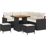 vidaXL 8-dijelni vrtni sofa set s jastučićima crni poli ratan akacije | shoptok.hr
