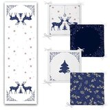 Mila Home Komplet namiznega tekača in sedežnih blazin 5 ks Blue Christmas – Cene