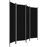 vidaXL Sobna pregrada s 4 panela crna 200 x 180 cm | shoptok.hr