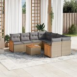  The Living Store Vrtna garnitura 9-delna z blazinami bež poli ratan - Vrtna Sedežna Garniture, (21452874) | Shoptok.si