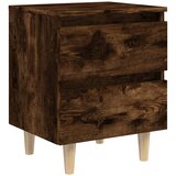 Maison Chic Nočna omarica - Nočna miza z lesenimi nogami dimljeni hrast 40x35x50 cm, (21688986) | Shoptok.si
