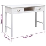 Radni stol bijeli 108 x 45 x 76 cm od masivnog drva paulovnije | shoptok.hr