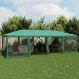 vidaXL Vrtni šotor z 12 mrežastimi stranicami zelen 8x4 m HDPE Cene