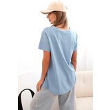 Kesi Włoski Women's cotton blouse with V-neckline and short sleeves denim | shoptok.hr