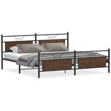 Maison Chic Kovinski Posteljni okvir - Dvoposteljna postelja - Zakonska postelja brez vzmetnice rjavi hrast 200x200 cm-J32, (21767615) | Shoptok.si