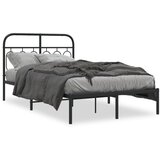 vidaXL Kovinski posteljni okvir z vzglavjem črn 120x190 cm | Shoptok.si