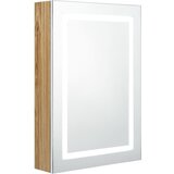 Maison Chic LED Kopalniška omarica - Kopalniški kabinet z ogledalom bela in hrast 50x13x70 cm, (21794468) Cene