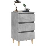  Nočna omarica - Nočna miza z lesenimi nogami betonsko siva 40x35x69 cm, (21688132) | Shoptok.si