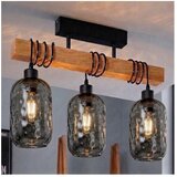 Brilagi Plafonski luster WOOD GLASS 3xE27/60W/230V borovina/crna/dimno siva Cene