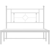 Metalni Kovinski posteljni okvir z vzglavjem bel 107x203 cm | Shoptok.si