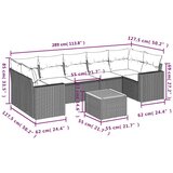  Vrtna garnitura - 8-dijelni set vrtnih sofa od poliratana s jastucima crni - Crna 1 | shoptok.hr