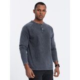 Ombre Men's wash henley longsleeve with raglan sleeves - dark blue Cijene