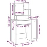 vidaXL Toaletni stol s ogledalom Artisan hrast 86,5x35x136 cm | shoptok.hr