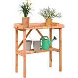 Furnova Miza za rastline s polico rjava 78x38x82,5 cm trden les jelke, (21919936) Cene