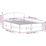  Okvir kreveta s uzglavljem 120x190 cm od borovine | shoptok.hr