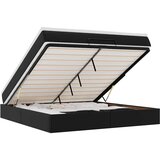 Maison Chic Otomanski Posteljni okvir - Dvoposteljna postelja - Zakonska postelja z vzmetnico črn 160x200 cm um. usnje-J1515, (21772837) | Shoptok.si