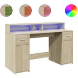 Maison Chic Pisalna miza - pisarniška miza - Računalniška miza z LED lučkami sonoma hrast 140x55x91 cm inž. les, (21785081) Cene