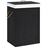  Košara za rublje od bambusa s 2 odjeljka crna 72 L | shoptok.hr