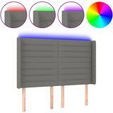 Maison Chic led posteljno vzglavje - vzglavna omarica - nočna omarica temno sivo 147x16x118/128 cm blago, (21708010) Cene