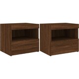 Maison Chic Dvo delni komplet Nočne omarice - Nočne mize z LED lučkami rjavi hrast 50x40x45 cm, (21688066) Cene