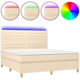 vidaXL Krevet box spring s madracem LED krem 160x200 cm od tkanine | shoptok.hr