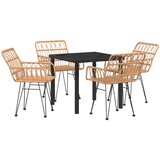 vidaXL 5-delni set vrtne jedilnice rjavega polirattana | Shoptok.si