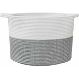  Košara za rublje sivo-bijela Ø 55 x 36 cm pamučna | shoptok.hr