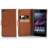 Cadorabo Ohišje, združljivo z Sony Xperia Z1 v sedlo rjave barve - Zaščitni ovitek iz teksturiranega umetnega usnja in žep za kartice, (20551853) | Shoptok.si