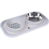 TIAKI dvostruka zdjelica od nehrđajućeg čelika i slow feeder, s podlogom - 2 x 300 ml | shoptok.hr