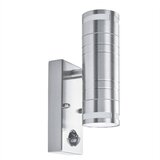 Searchlight Outdoor Zunanja stenska svetilka s PIR žarnico, zgornja in dol, iz nerjavečega jekla, IP44, GU10, (22100700) | Shoptok.si