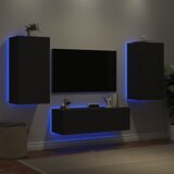  The Living Store 3 Piece TV Wall Cabinets with LED Lights Black - Stenska TV Omarica, (21499164) | Shoptok.si