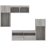  5-dijelni zidni TV elementi s LED svjetlima boja sivog hrasta | shoptok.hr