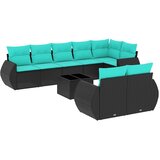  Vrtni set od 9 dijelova s jastucima crni poliratan - Crna 1 Sa stolom | shoptok.hr