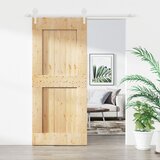 vidaXL Drsna vrata s kompletom vodil 90x210 cm trdna borovina Cene