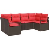 vidaXL Vrtna sedežna garnitura z blazino 6 pcs Rjava in rdeča, (5000021598) | Shoptok.si