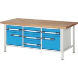 eurokraft pro delovna miza z ogrodjem serije 8, 5 predalov 180 mm, 2 vrat 360 mm, šxg 2000 x 900 mm Cene