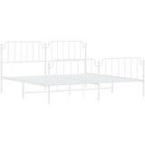 Metalni okvir kreveta uzglavlje i podnožje bijeli 193 x 203 cm | shoptok.hr