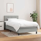  Box spring krevet s madracem svjetlosivi 90x190 cm od tkanine Slike