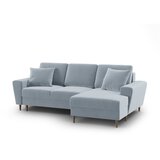 Cosmopolitan Design Svijetlo plava baršunasti sklopiva/s prostorom za odlaganje kutna garnitura (s desnim kutom/s ležaljkom) Kyoto – | shoptok.hr