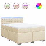 vidaXL Box spring postelja z vzmetnico krem 160x200 cm blago, (21309040) | Shoptok.si