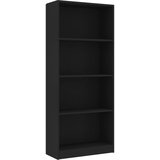 Furnova Knjižna omara 4-nadstropna črna 60x24x142 cm iverna plošča, (21932981) | Shoptok.si